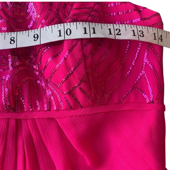 David's Bridal Dress Women's Size 6 Fuchsia Split Chiffon Party Strapless Sequin - Picture 5 of 6
